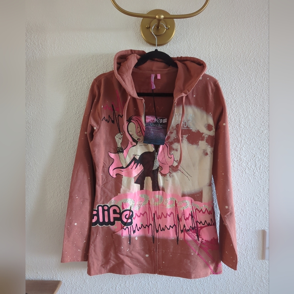 CRYSTAL ROCK christian audigier shiny night life hoody large Retail $100